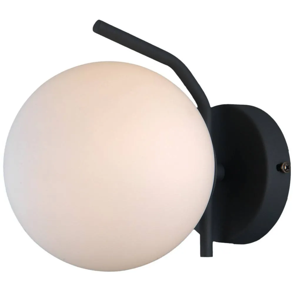 Netlighting Modern Wall Lamp Satin Black 1 Light with White Shade G9 2