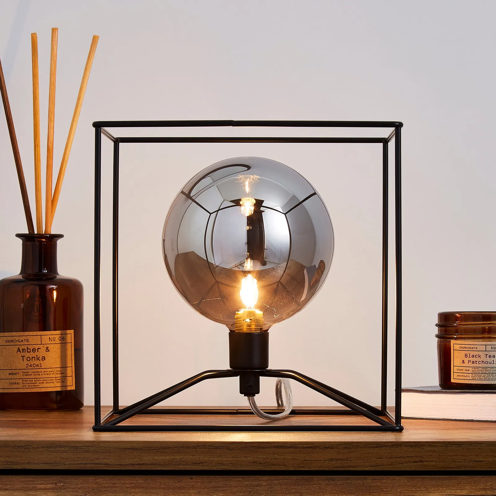 Elena Glass Table Lamp Black and Clear