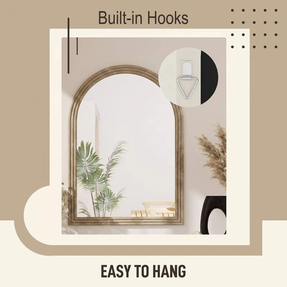 HOMCOM Modern Wall-Mounted Mirror with Grooved Edge, Brown 5