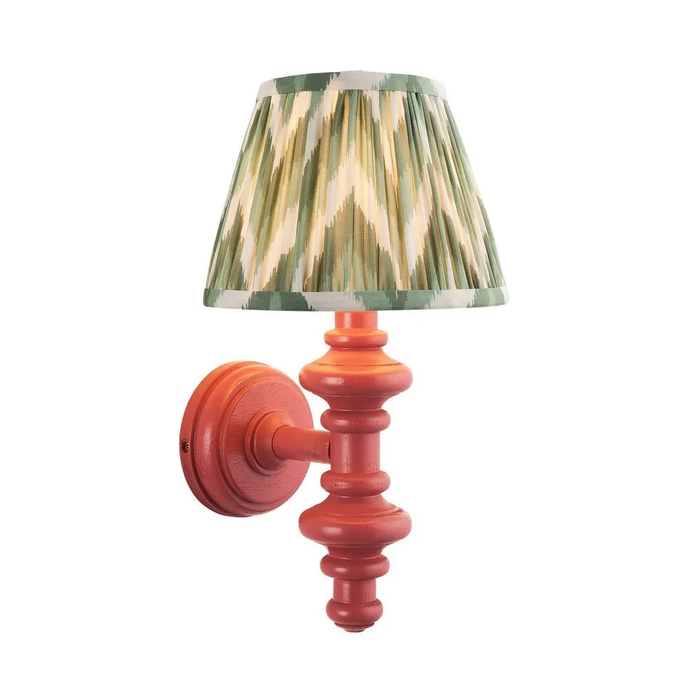 Netlighting Carnaby Pink Wall Light Green Fabric Zigzag Shade 20cm B22