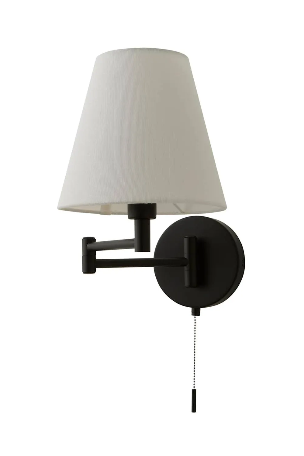 ValueLights Sonia Adjustable Swing Arm Wall Light with Taper Linen Shade & Bulb in Black 6