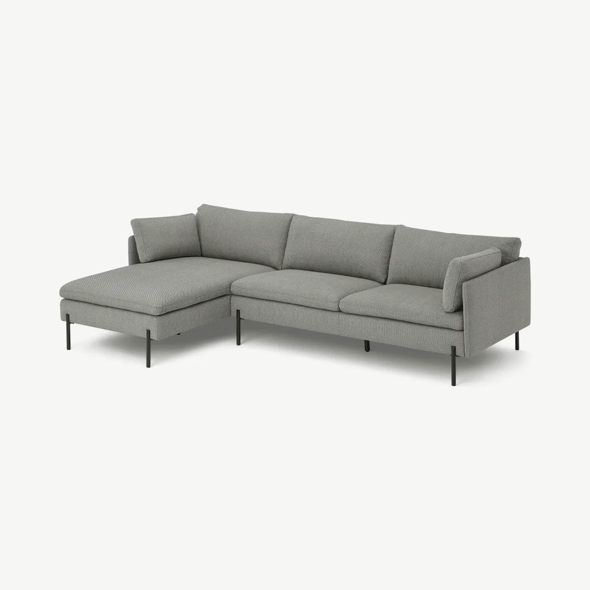 Zarina Left Hand Facing Chaise End Sofa, Mole Grey Weave