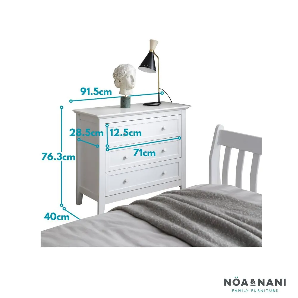 Nöa and Nani Torsby Chest of Drawers 3 Drawer Wide in White 3