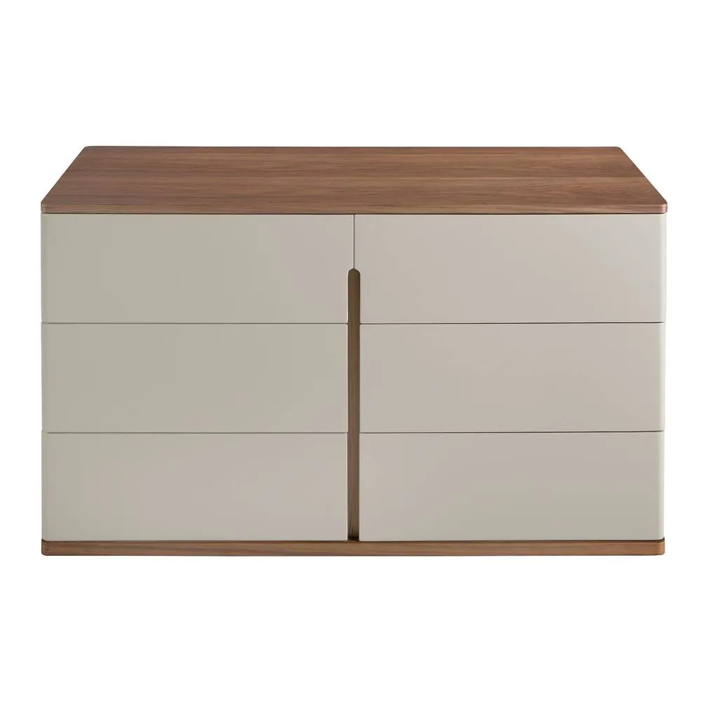 Angel Cerda 6-Drawer Grey MDF Chest with Walnut Veneer 2