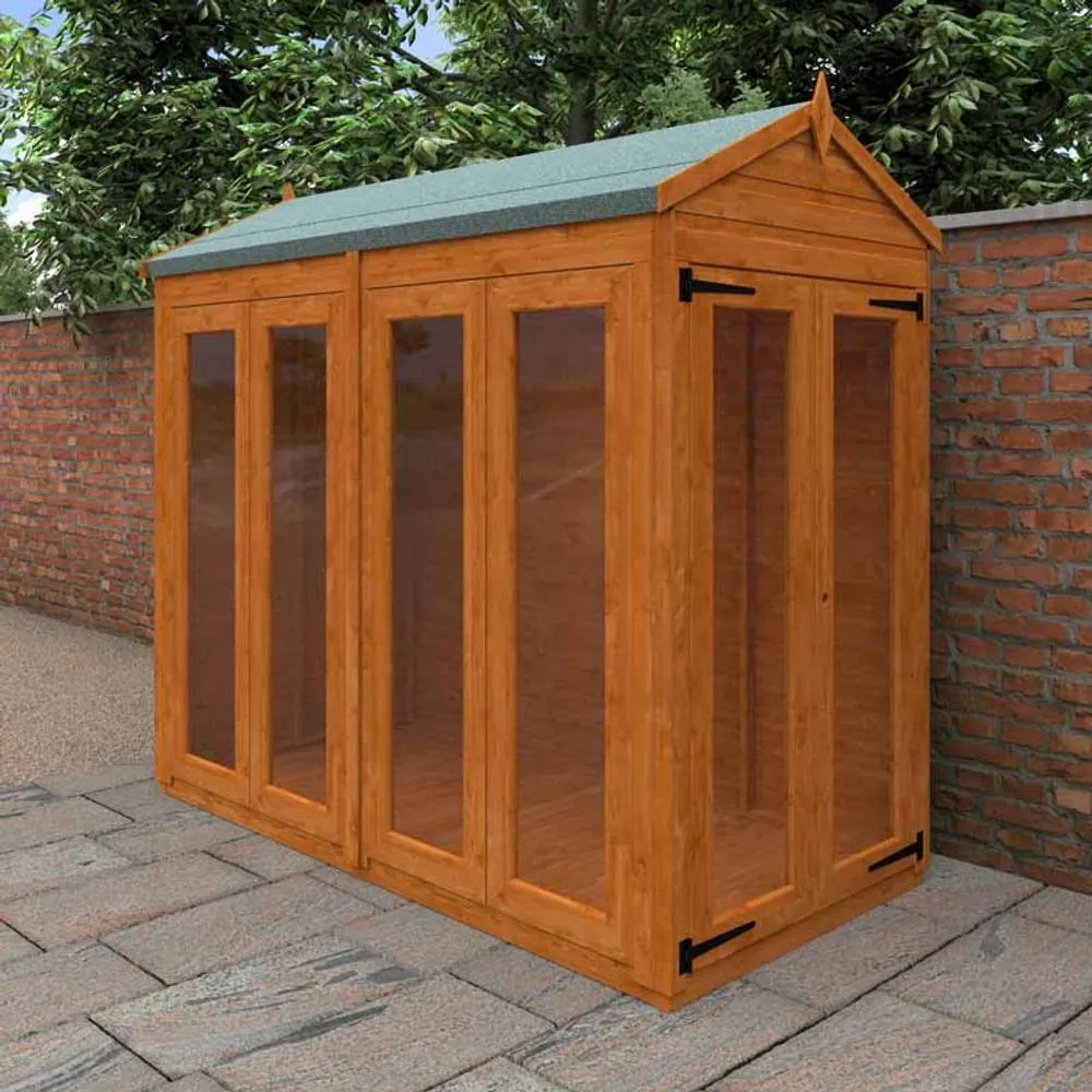 Buttercup Farm 8x4 Flex Apex Full Pane Summerhouse 12mm Flex - L238.8xW115xH219.2 cm in Burnt Orange 2