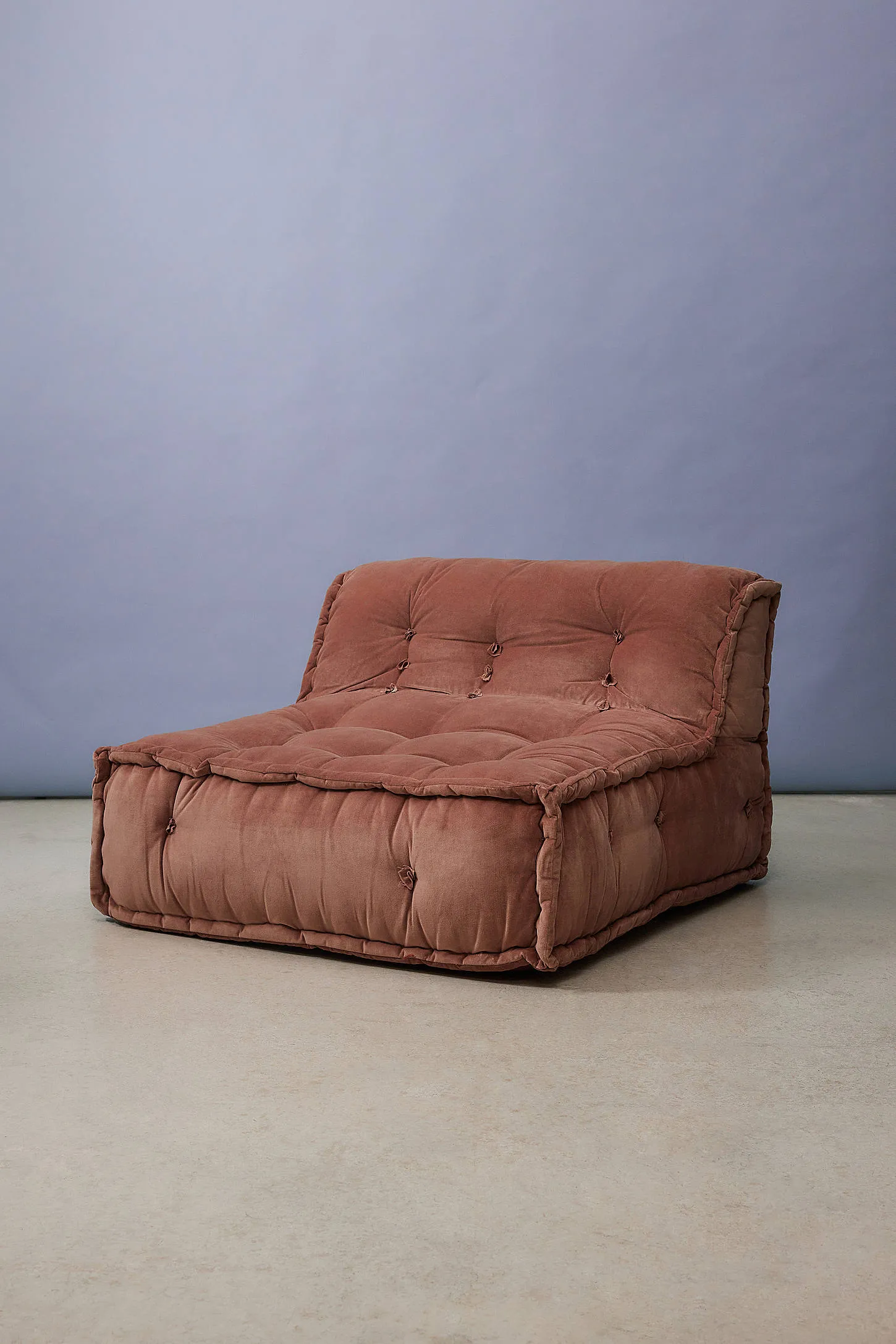Reema Blush Velvet Two-Seater Floor Cushion - Rose 2