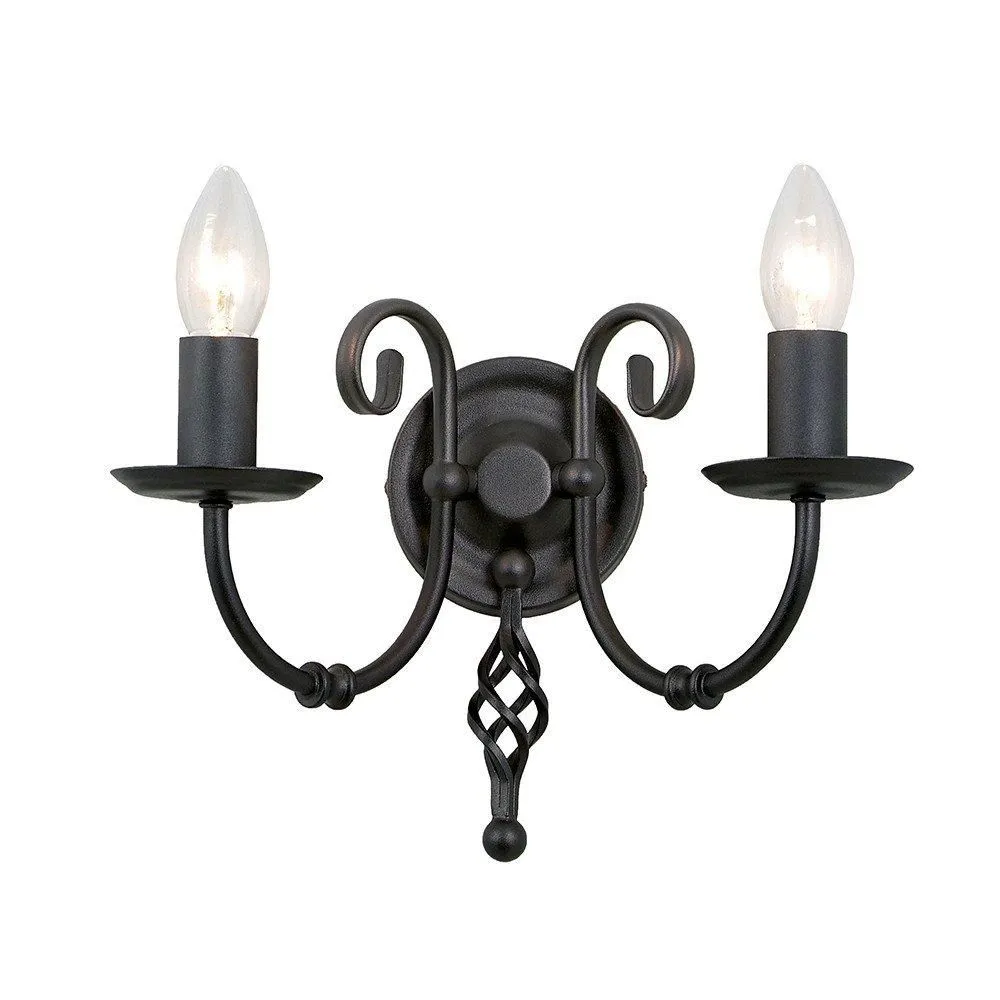 Netlighting Artisan 2 Light Indoor Candle Wall Light Black E14