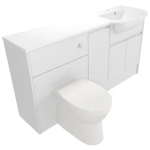 Deccado Clifton Bright White Right Hand 1500mm Fitted Vanity & Toilet Pan Unit Combination with Right Hand Basin 2