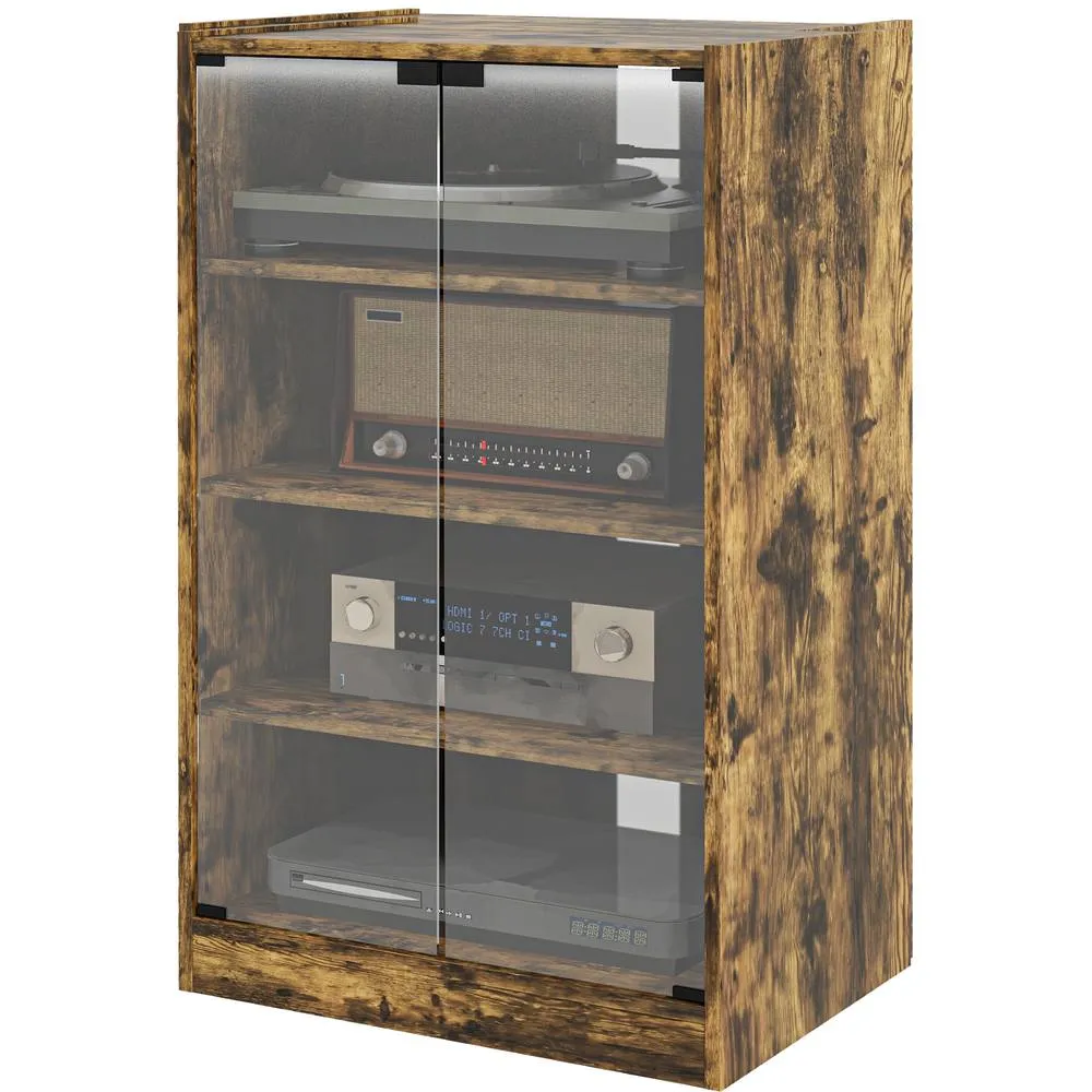 HOMCOM 4-Tier Hi-Fi Stand with Adjustable Shelves, Rustic Brown 2