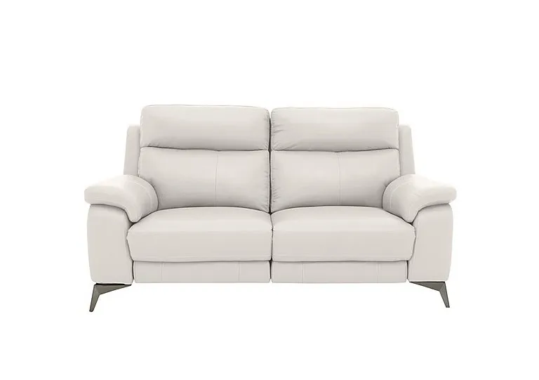 Missouri 2 Seater Leather Recliner Sofa with Power Headrest - BV Star White