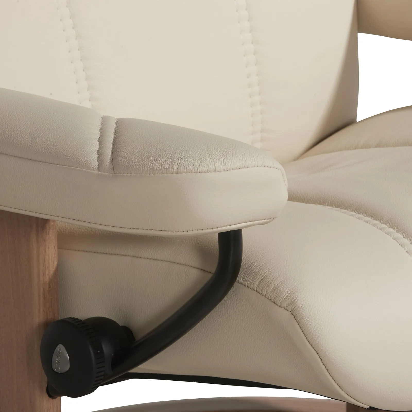Stressless Consul Medium Recliner Chair & Stool, Neutral Leather | Barker & Stonehouse 5