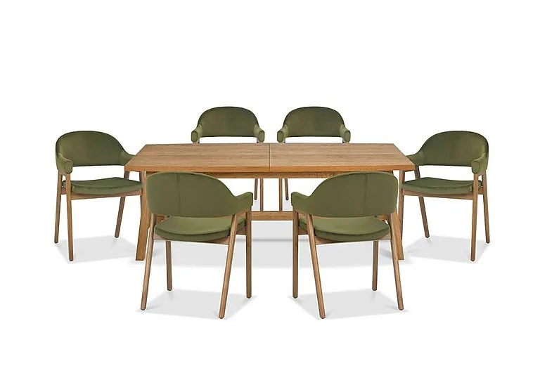 Stratford Large Extending Dining Table with 6 Fabric Dining Arm Chairs