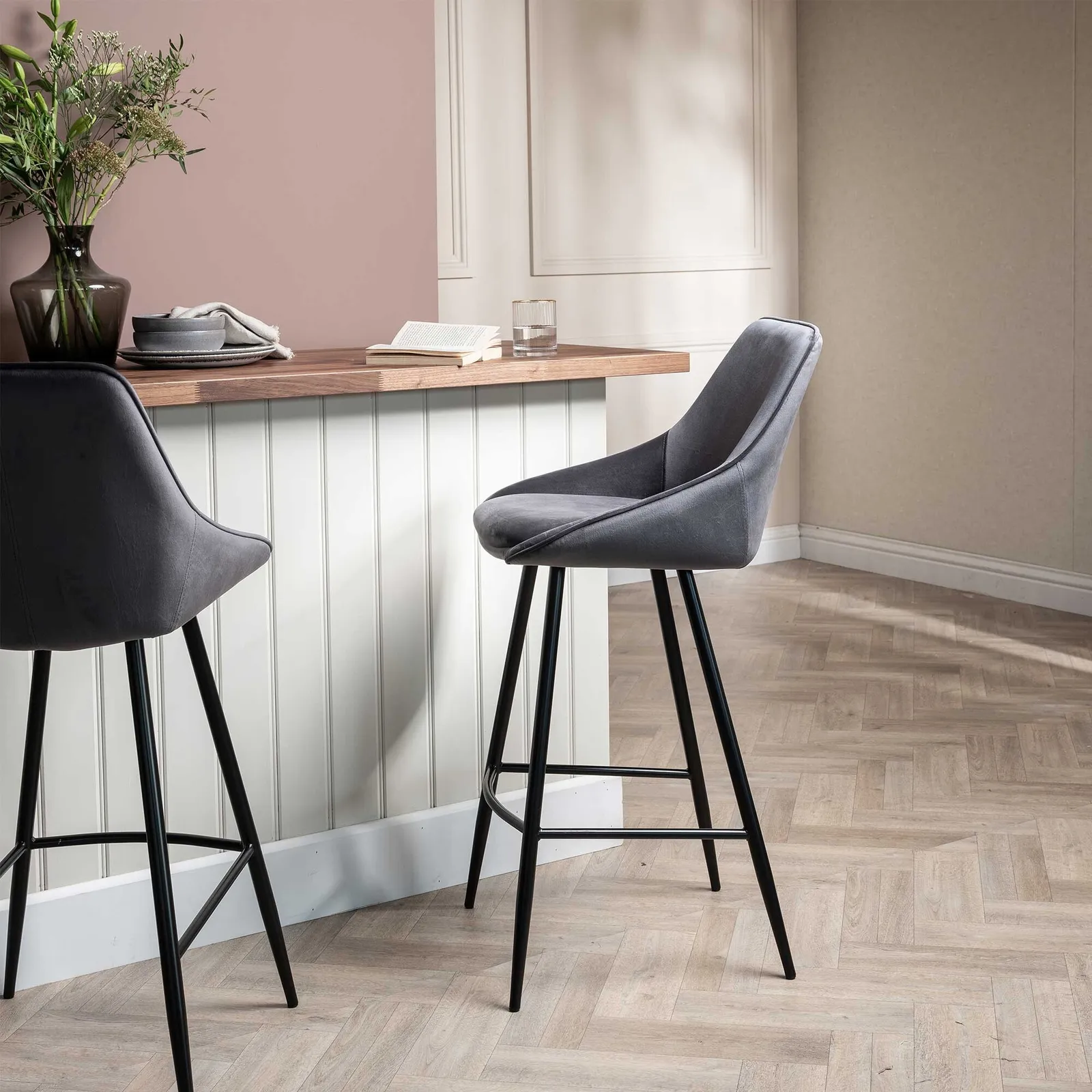 Southbury Barstool, Grey Fabric | Barker & Stonehouse 2