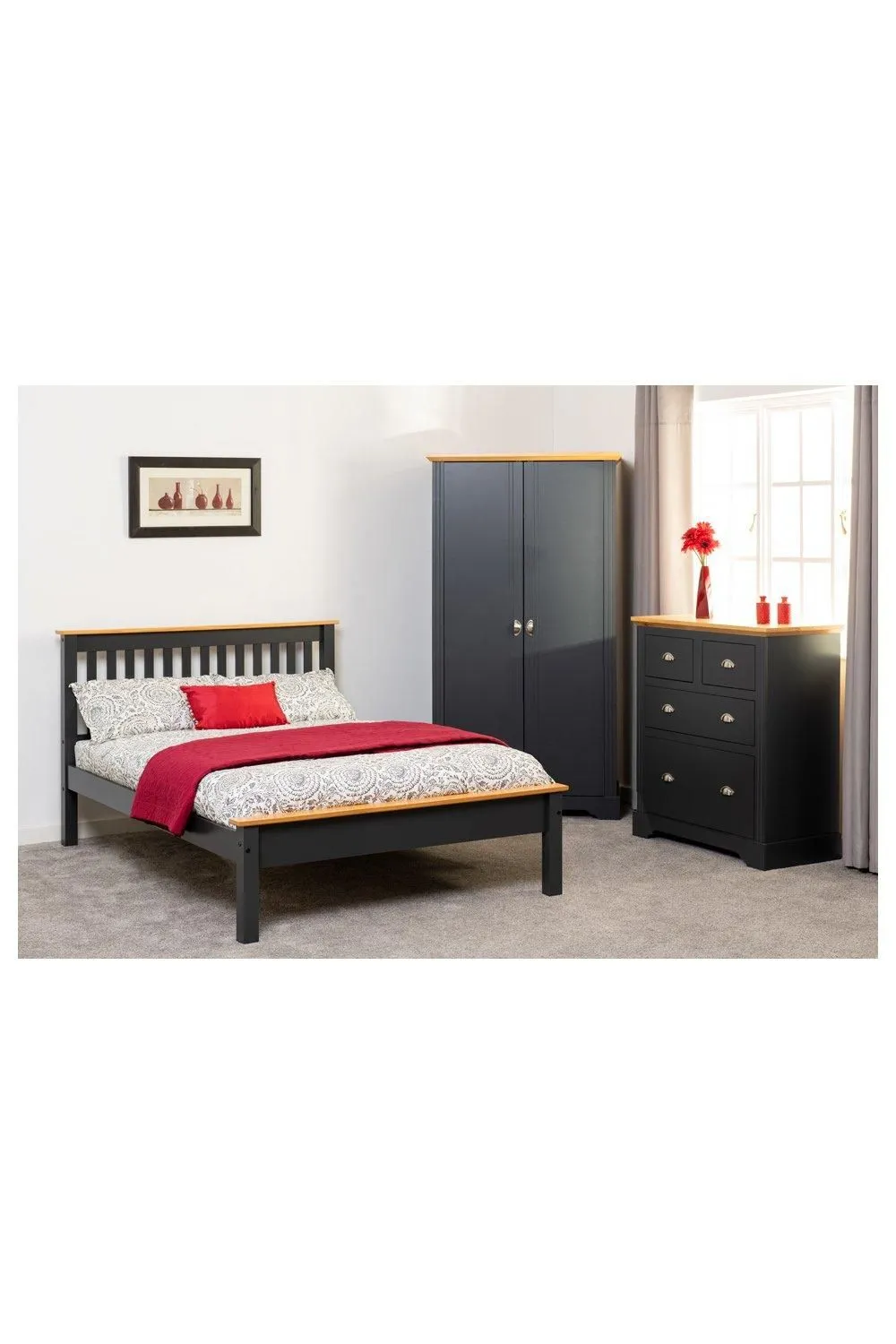 Seconique Monaco 5' King Bed Low Foot End in Dark Grey 1