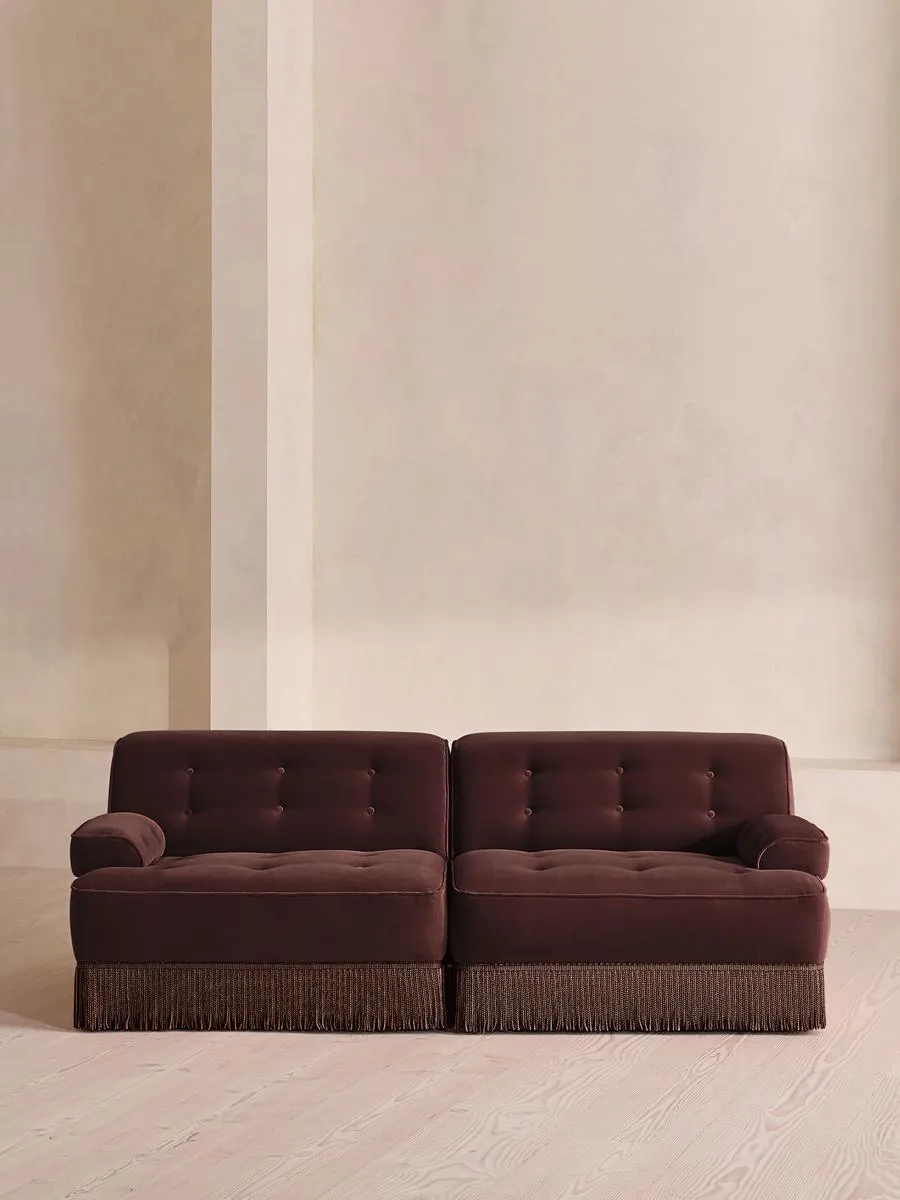 Elowen Modular Sofa, Three Seater, Velvet, Aubergine