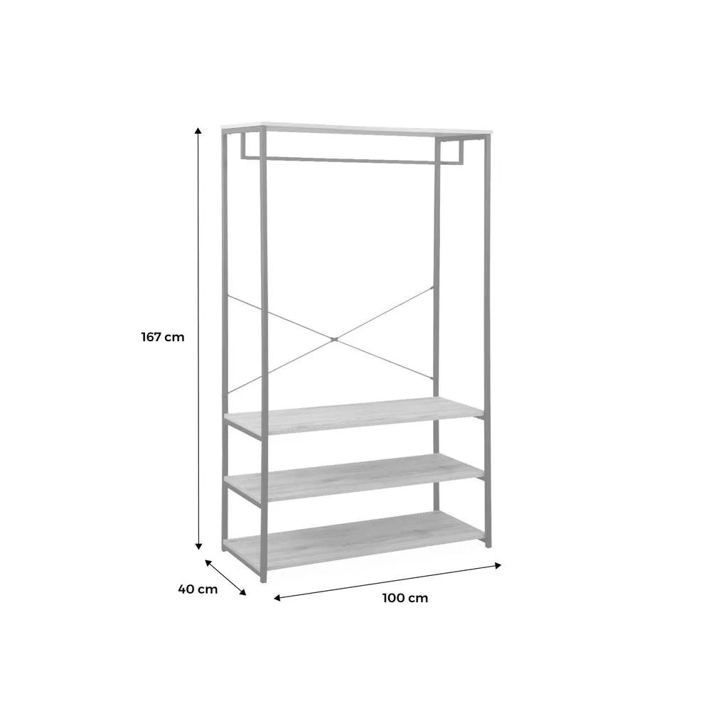 sweeek Hallway Metal & Wood-effect Coat & Shoe Rack in Light Brown 5