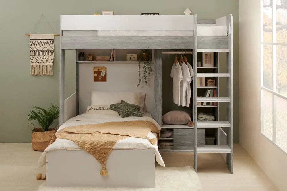 Flair Hampton L Shape Bunk Bed with Wardrobe in Grey 2
