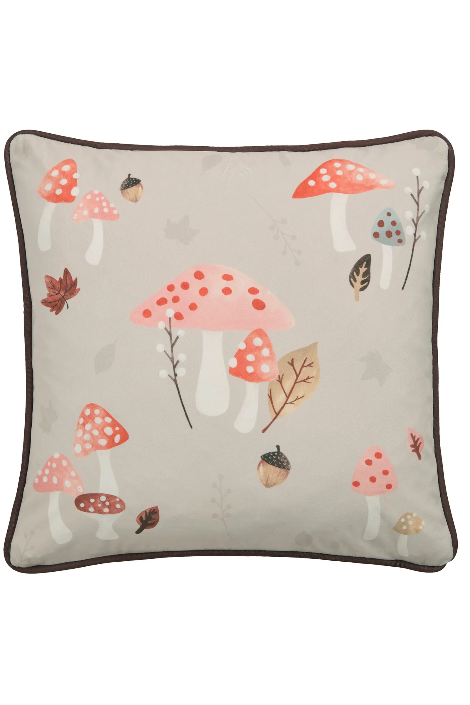 Fusion 'Woodland Dreams' Autumnal Print Velvet Filled Cushion in Chocolate 2