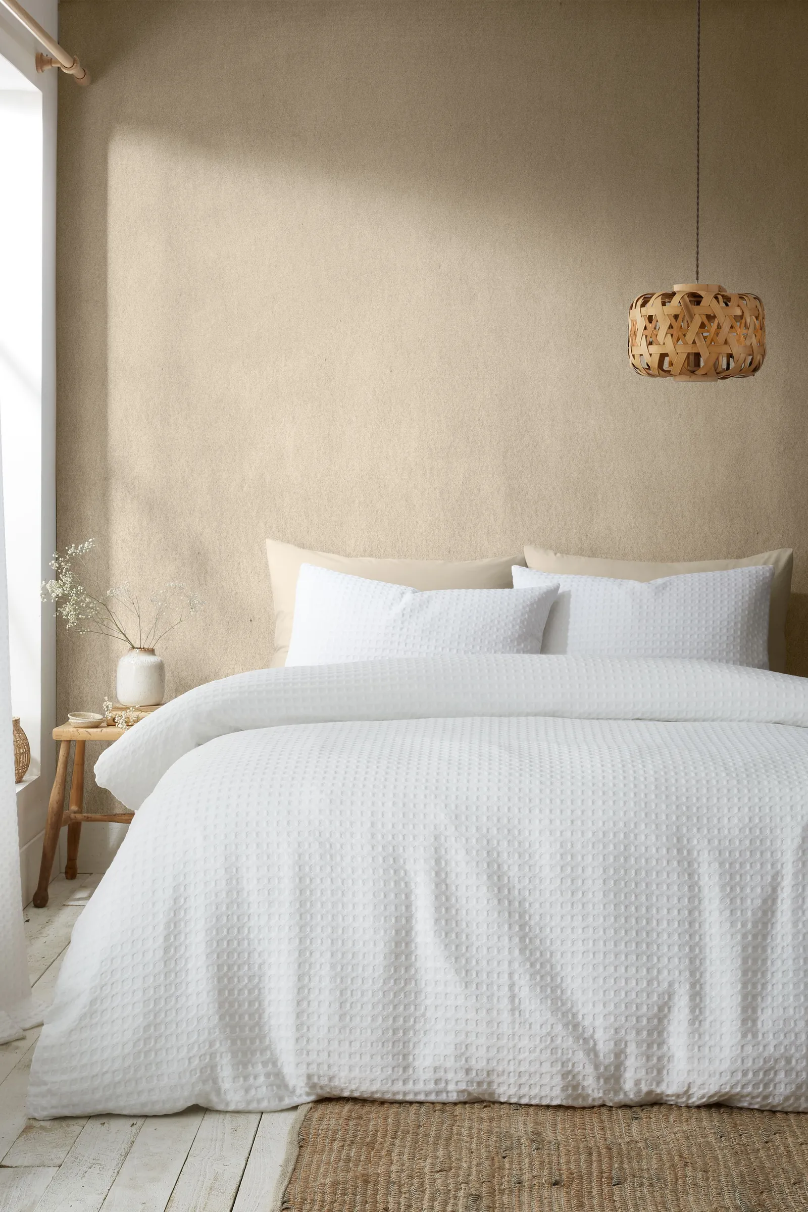 Pineapple Elephant 'Muscat Waffle' Duvet Cover Set in White