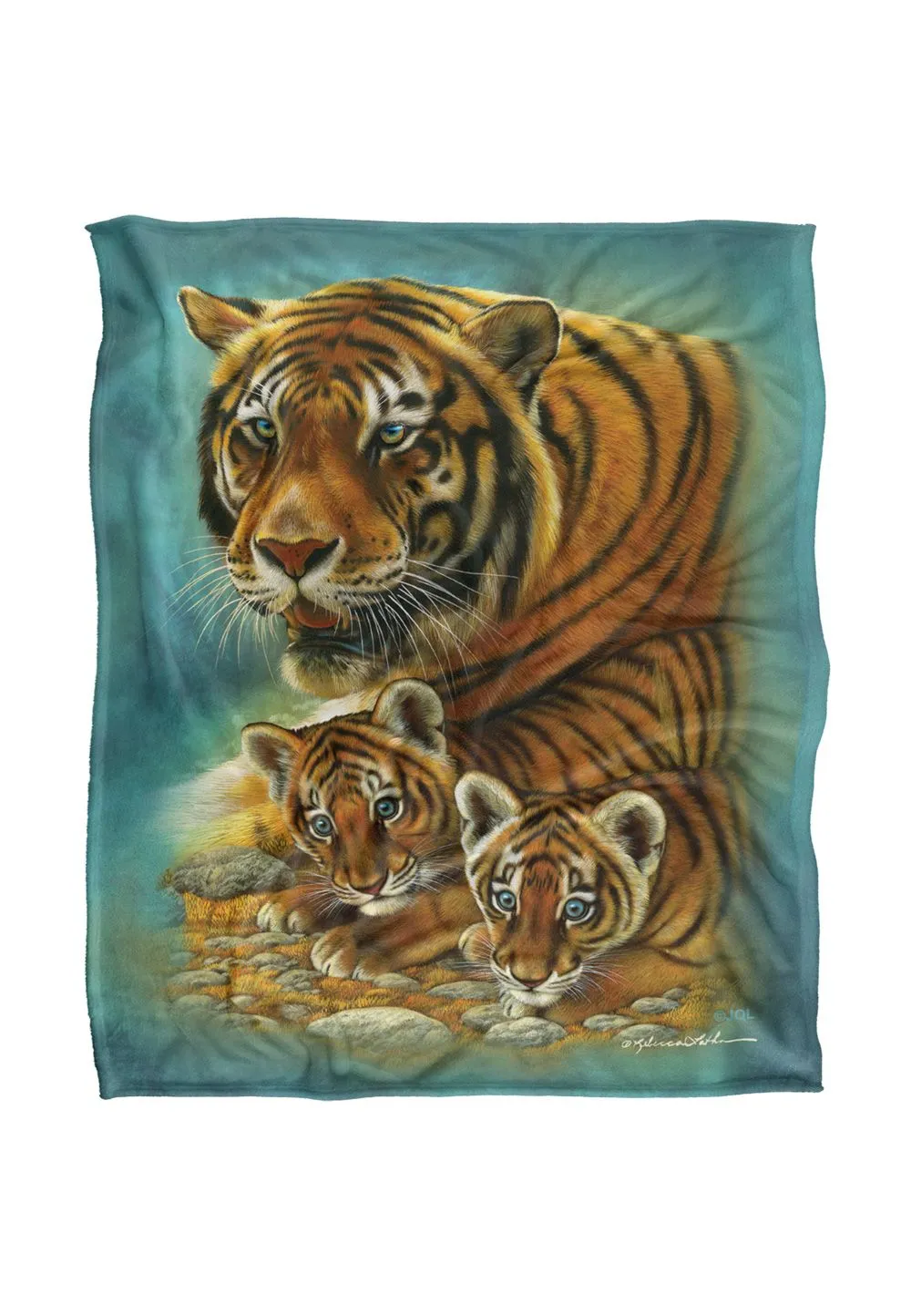 JQ Licensing Rl-Jp Tiger & Cubs Silky Touch Super Soft Throw Blanket 152 X 127 cm in White