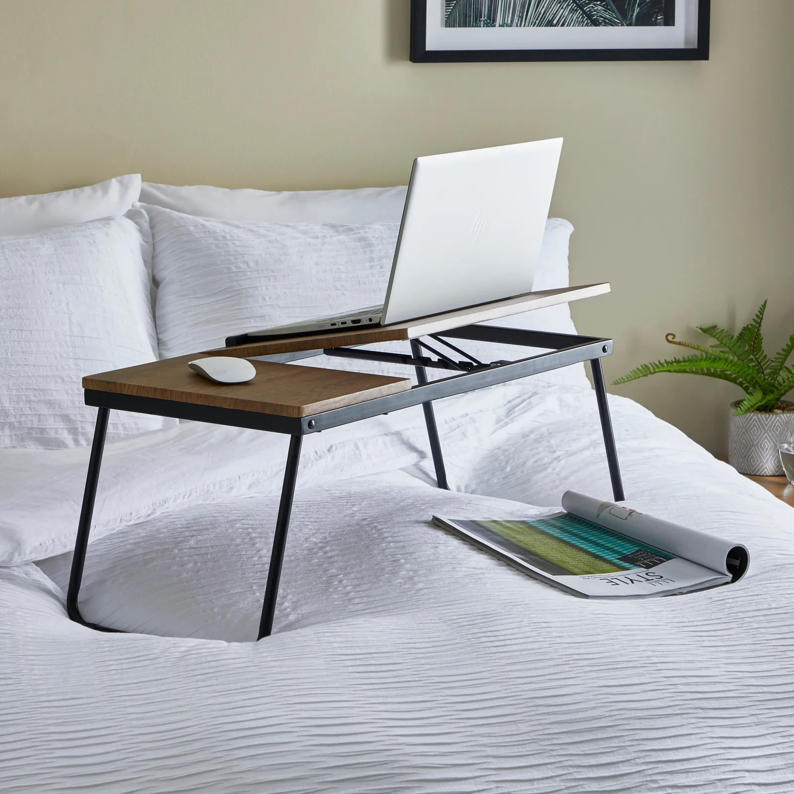 Dawson Rustic Wood Effect Laptop Stand Brown/Black