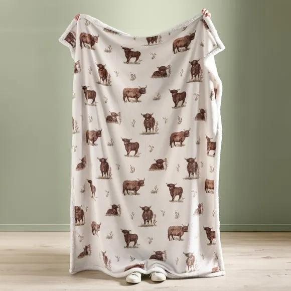 Catherine Lansfield Angus Highland Cow Throw Blanket 130cm x 170cm 3