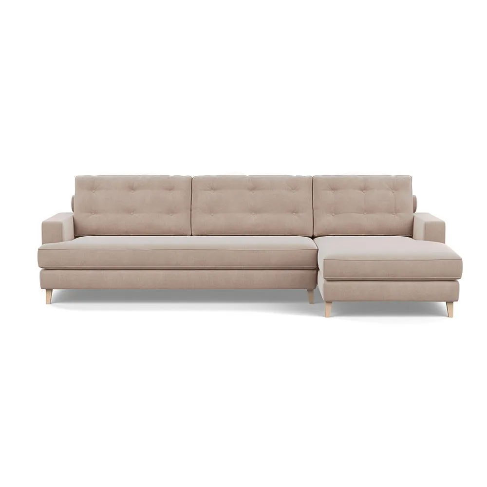 Heal's Mistral Right Hand Facing Corner Sofa Smart Velvet Pebble Natural Feet 1