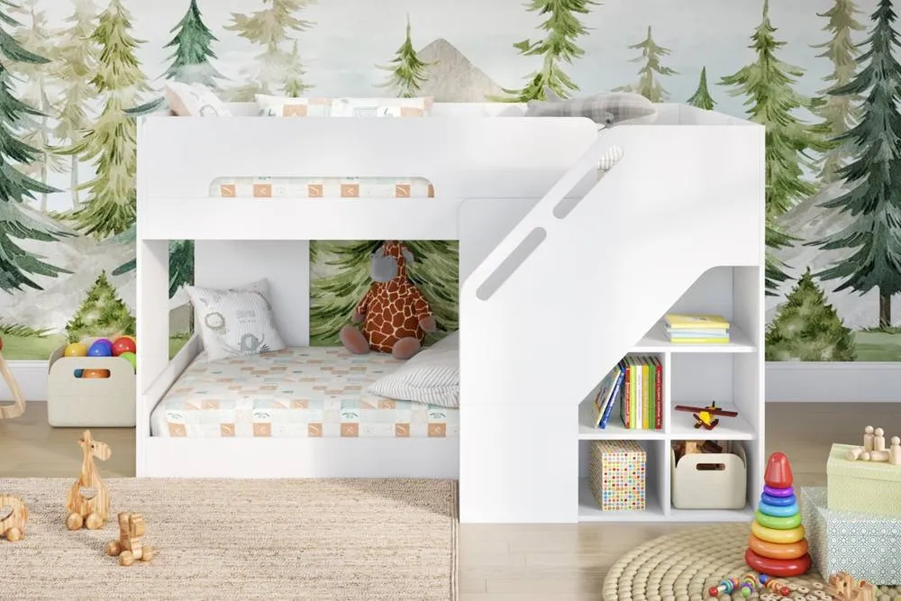 Flair Phobo Staircase Low Compact Bunk Bed White 3