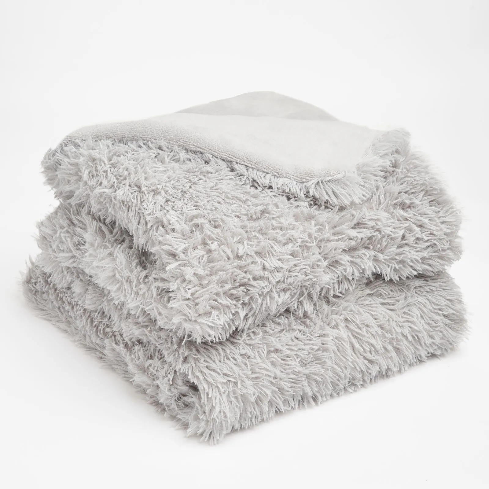 OHS Fluffy Fleece Throw Blanket in Light Grey