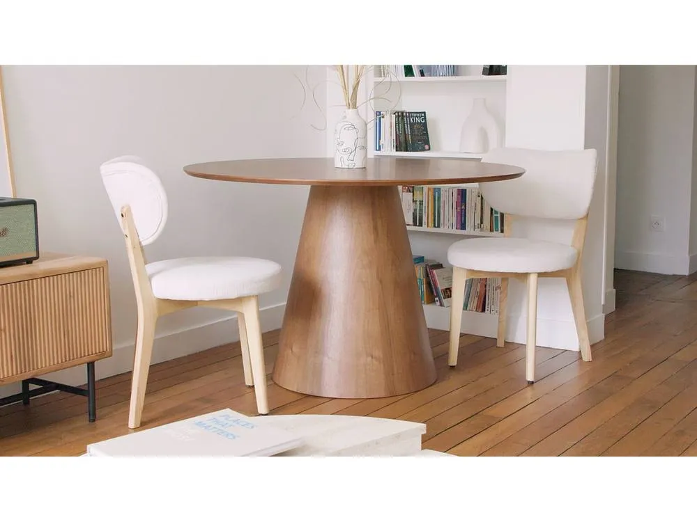 Vente-unique Round Dining Table for 4 Cm MDF - Beige - ANTALIZA 4