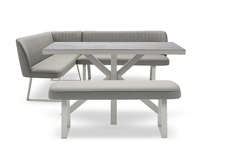 Fumo Dining Table with Faux Leather Bench and Left Hand Corner Bench