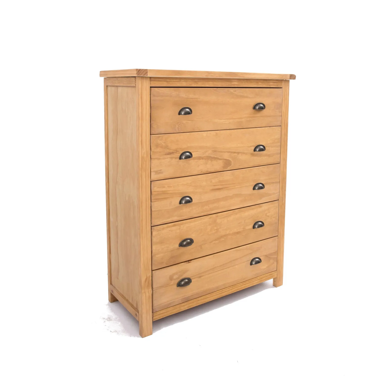 Cabinet Bits Lugo 5 Drawer Chest of Drawers Brass Cup Handle in Light Brown 2