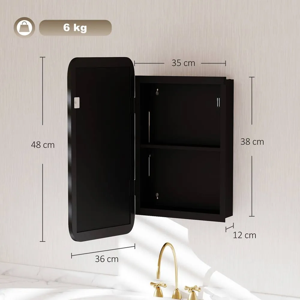 HOMCOM Bathroom Medicine Mirror Cabinet, Bathroom Wall Cabinet in Black 3