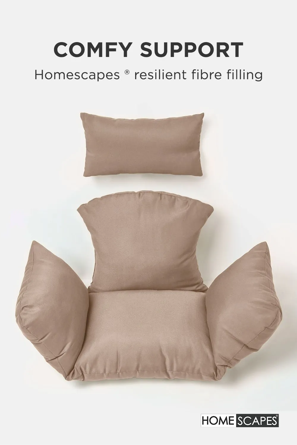 Homescapes Luxury Soft Waterproof Egg Chair Cushion Swing Chair Garden Seat in Beige 4