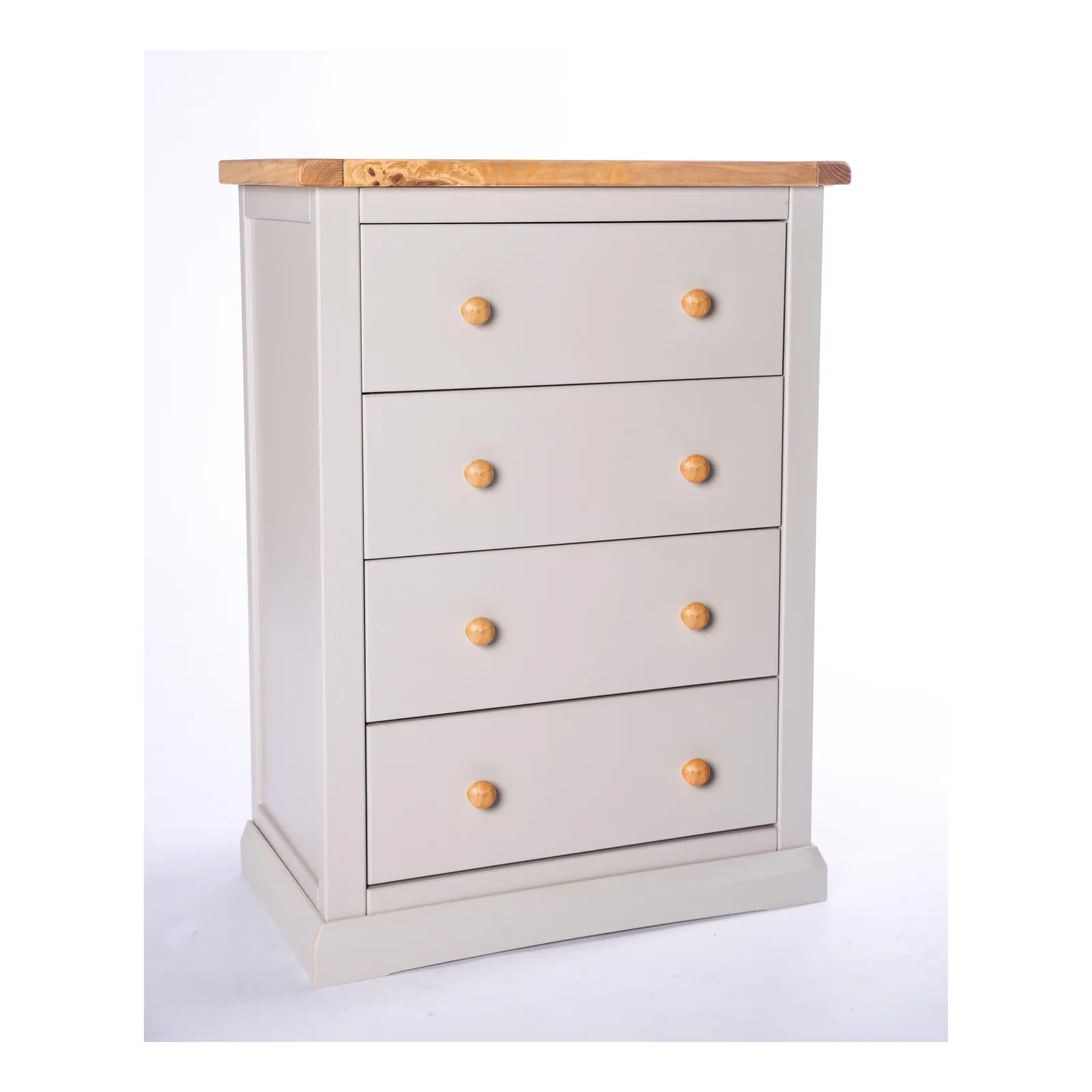 Cabinet Bits Loreo 4 Drawer Chest of Drawers Wood Knob in Light Grey 3
