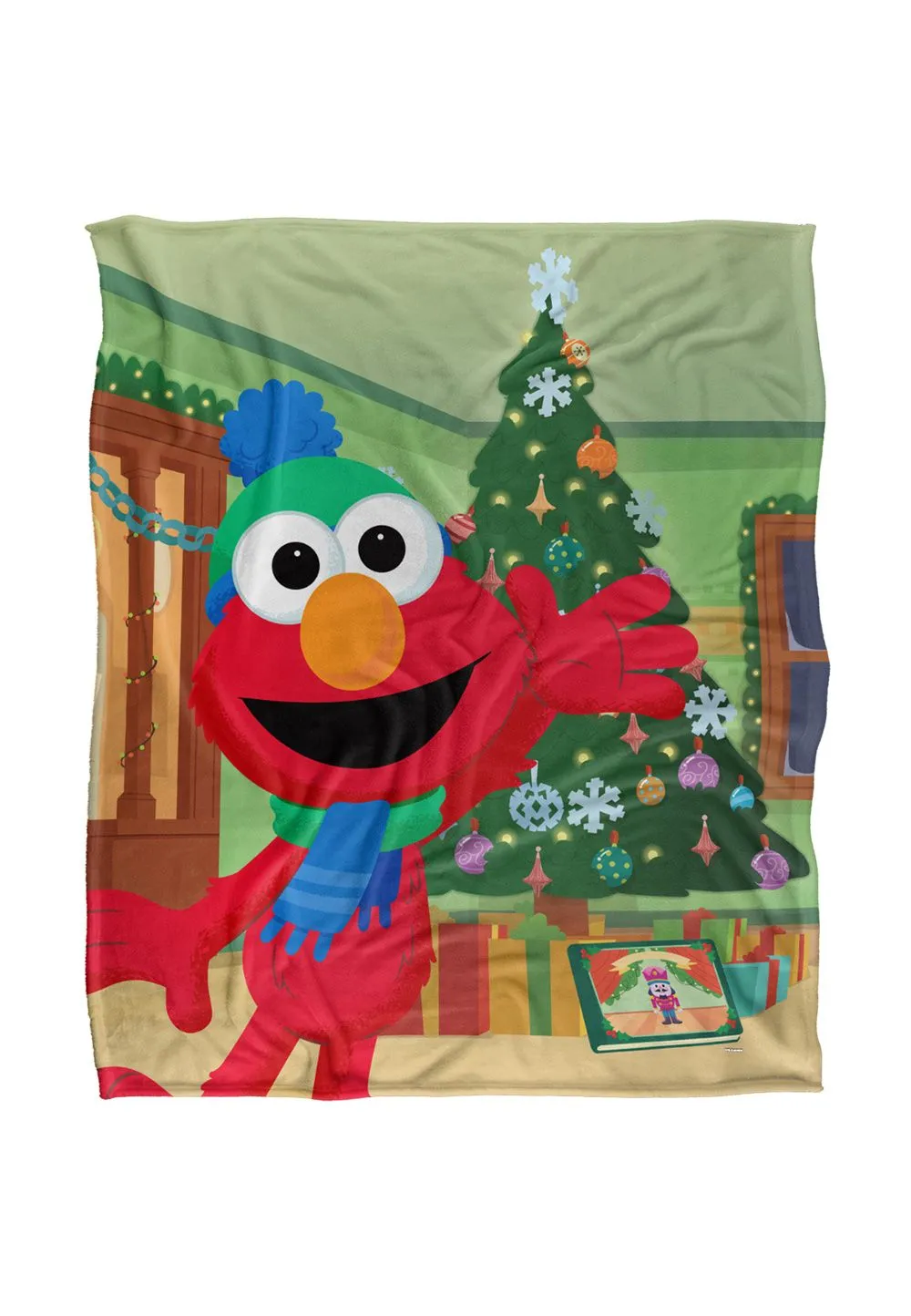 Sesame Street Furry Friends Forever Elmo Christmas Tree Silky Touch Super Soft Throw Blanket 152 X 127 cm in White