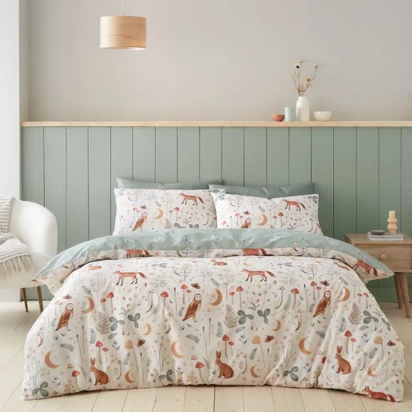 Catherine Lansfield Enchanted Twilight Animals Reversible Duvet Cover & Pillowcase Set 1