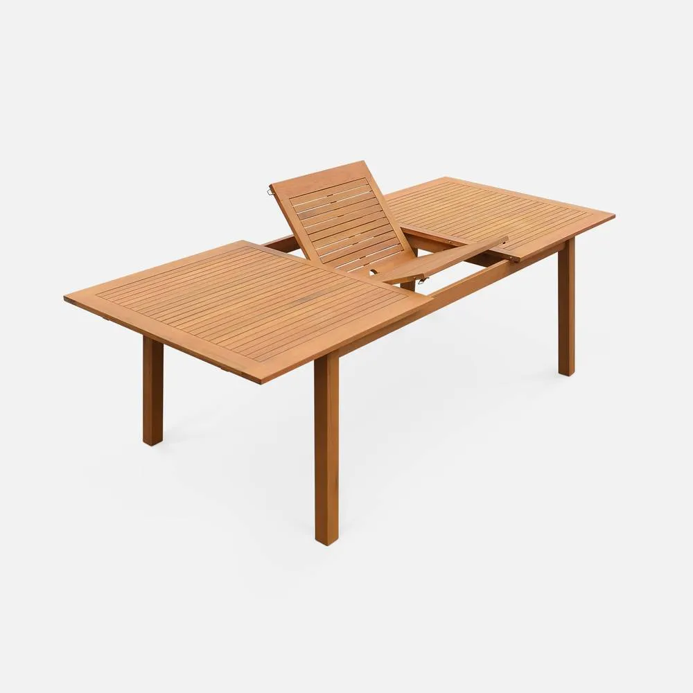 sweeek 8 To 10-seater Extendable Wooden Garden Table in Light Brown 2
