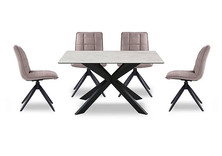Luno Fixed Dining Table and 4 Swivel Chairs