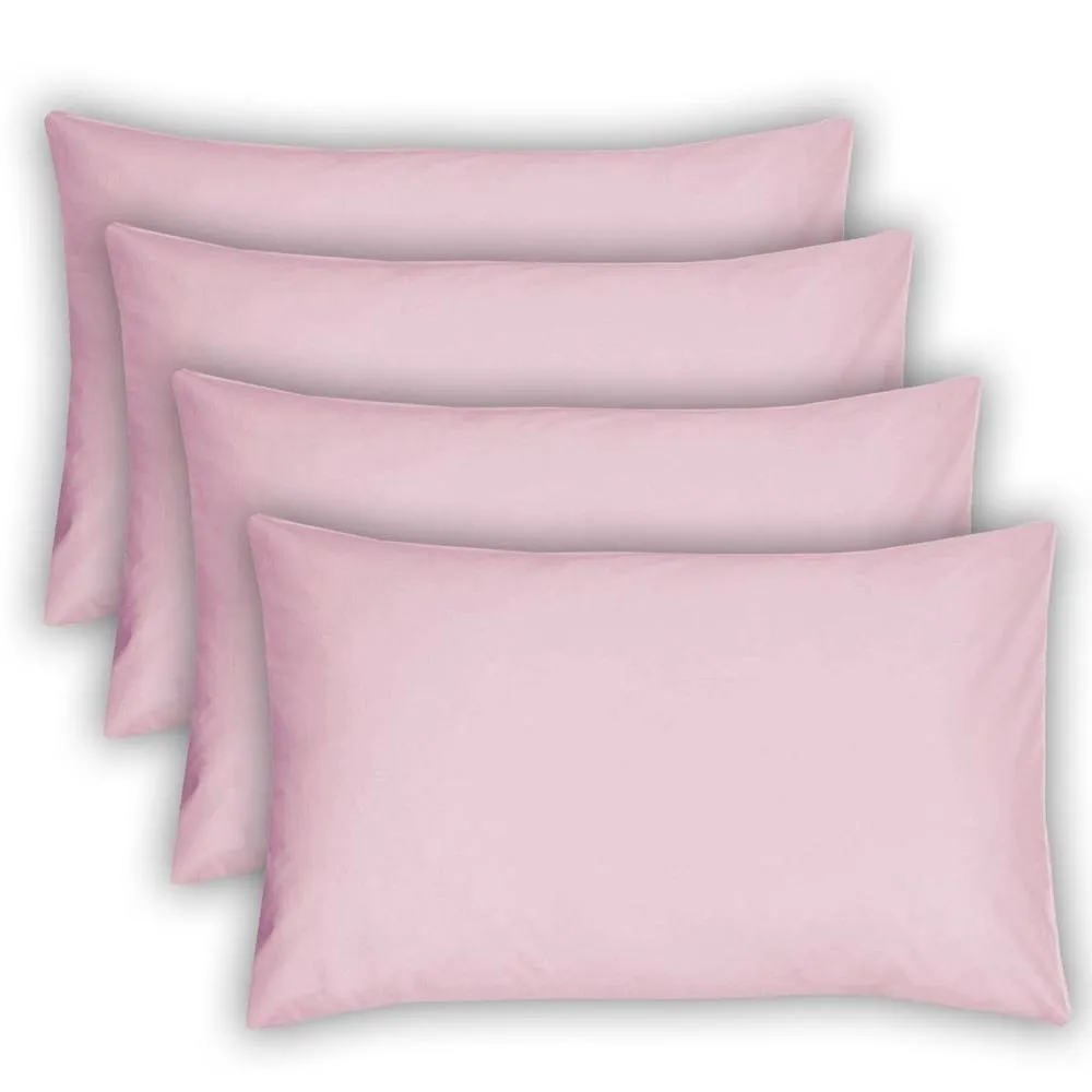 Smart Living Polycotton Housewife Pillowcases 4 Pack 48x74cm Bedding in Light Pink 1