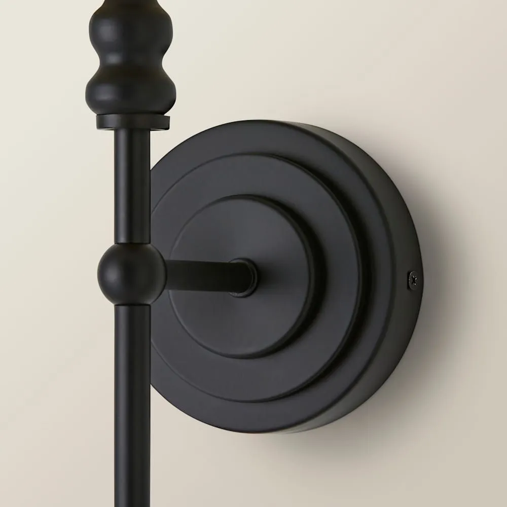 ValueLights Maggie Candlestick Wall Light with Linen Tapered Lamp Shade with Bulb in Black 4