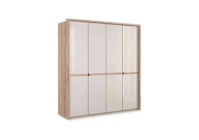 Hong Kong 4 Door Hinged Wardrobe with Glass Doors - Champagne
