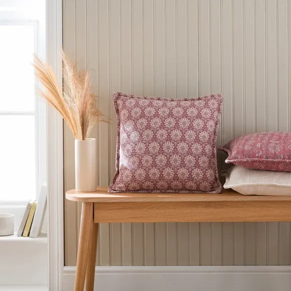 Global Floral Burgundy Square Cushion Cover