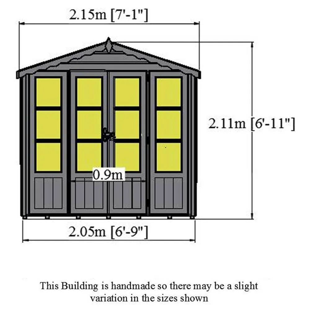 Shires Kensington Shiplap Summerhouse Garden Sun Room Approx 7 x 7 Feet in Brown 5