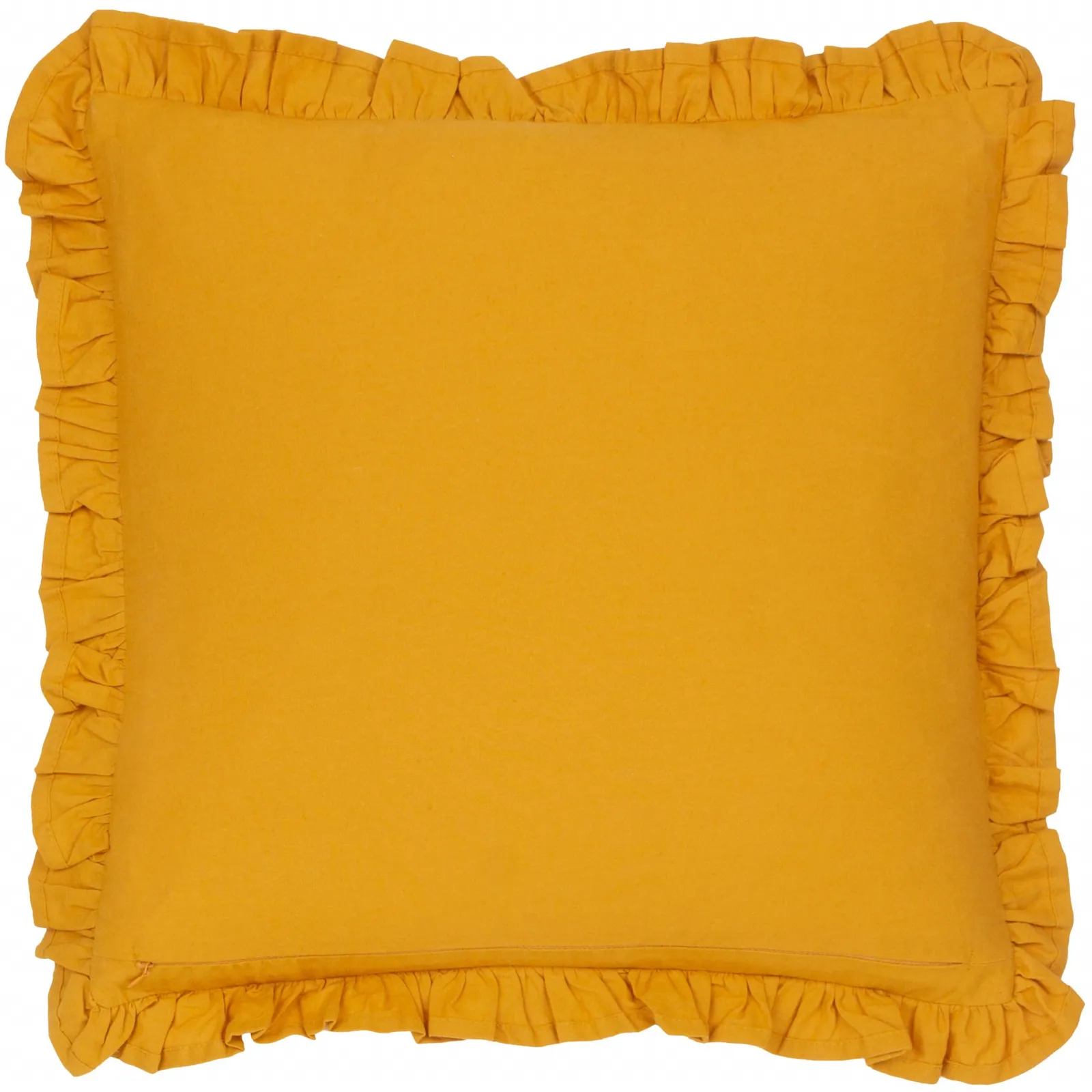 Paoletti Kemble Floral 100% Cotton Frilled Cushion in Mustard 3