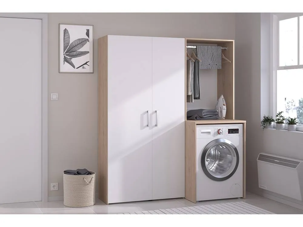 Vente-unique Laundry Unit With Wardrobe & Double-Door Cabinet - Light Natural and in Light Oak 3