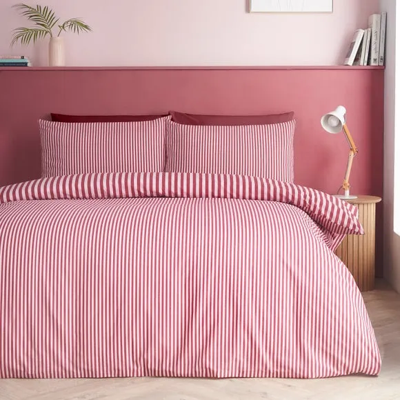 Catherine Lansfield Epping Textured Stripe Quilt Cover & Pillowcase Set