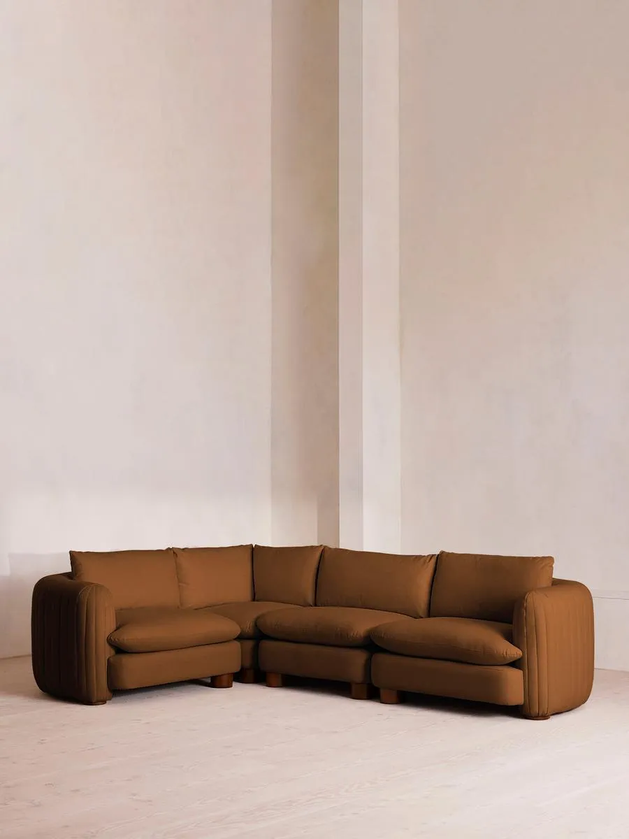 Vivienne Deeper Sit Modular Sofa, L-Shape Sofa, Linen, Terracotta