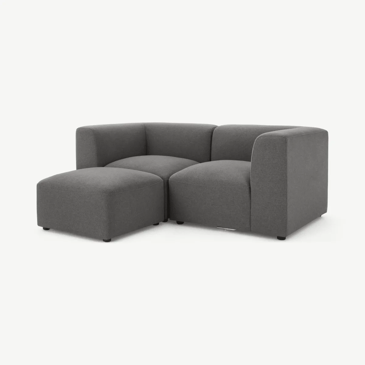 Juno 2 Seater Modular Sofa with Footstool, Marl Grey Fabric
