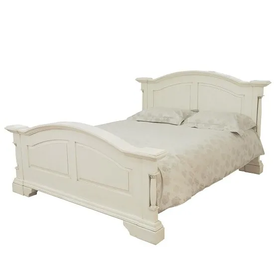 Alonzo Wooden Double Bed In Antique White